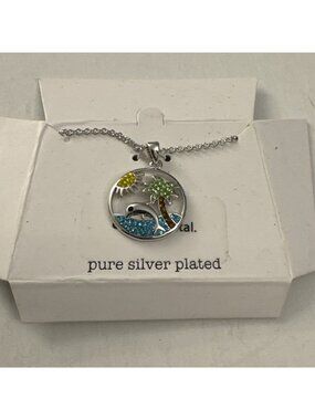 Vintage Necklace Pure Silver Plated Gone Coastal Necklace Beach Dolphin LF6